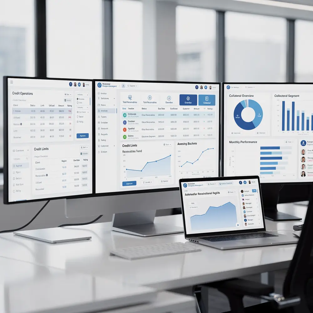Painel com indicadores financeiros e gráficos de desempenho